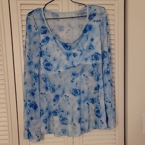 SHEIN Blue Floral Long Sleeve Top